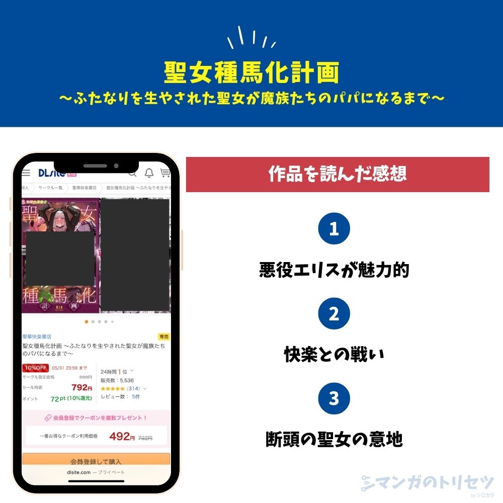 聖女種馬化計画 ~ふたなりを生やされた聖女が魔族たちのパパになるまで~ 感想