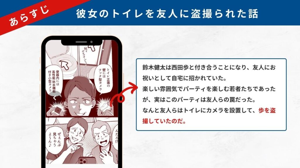 彼女のトイレを友人に盗撮られた話　あらすじ